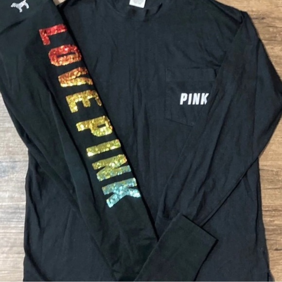 PINK Victoria's Secret rainbow ombré bling tshirt/ leggings outfit set S/M - Picture 6 of 12